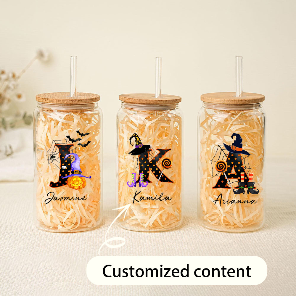 Coffee Equipment With Name - Verre personnalisé avec initiale pour Halloween,