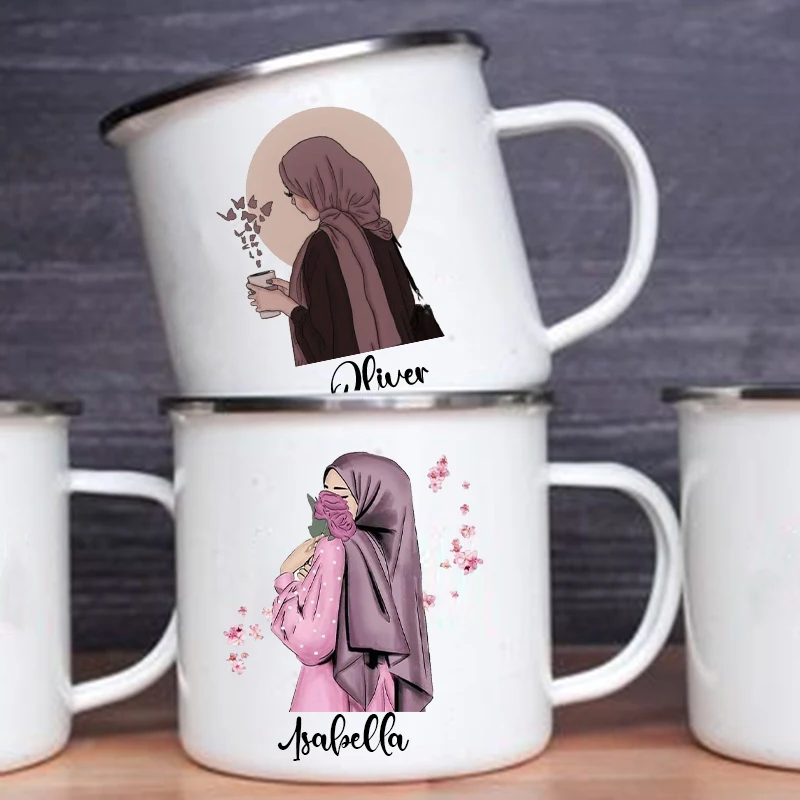 Coffee Equipment With Name - Personnalisé Hijabi fille imprimé tasse tasses