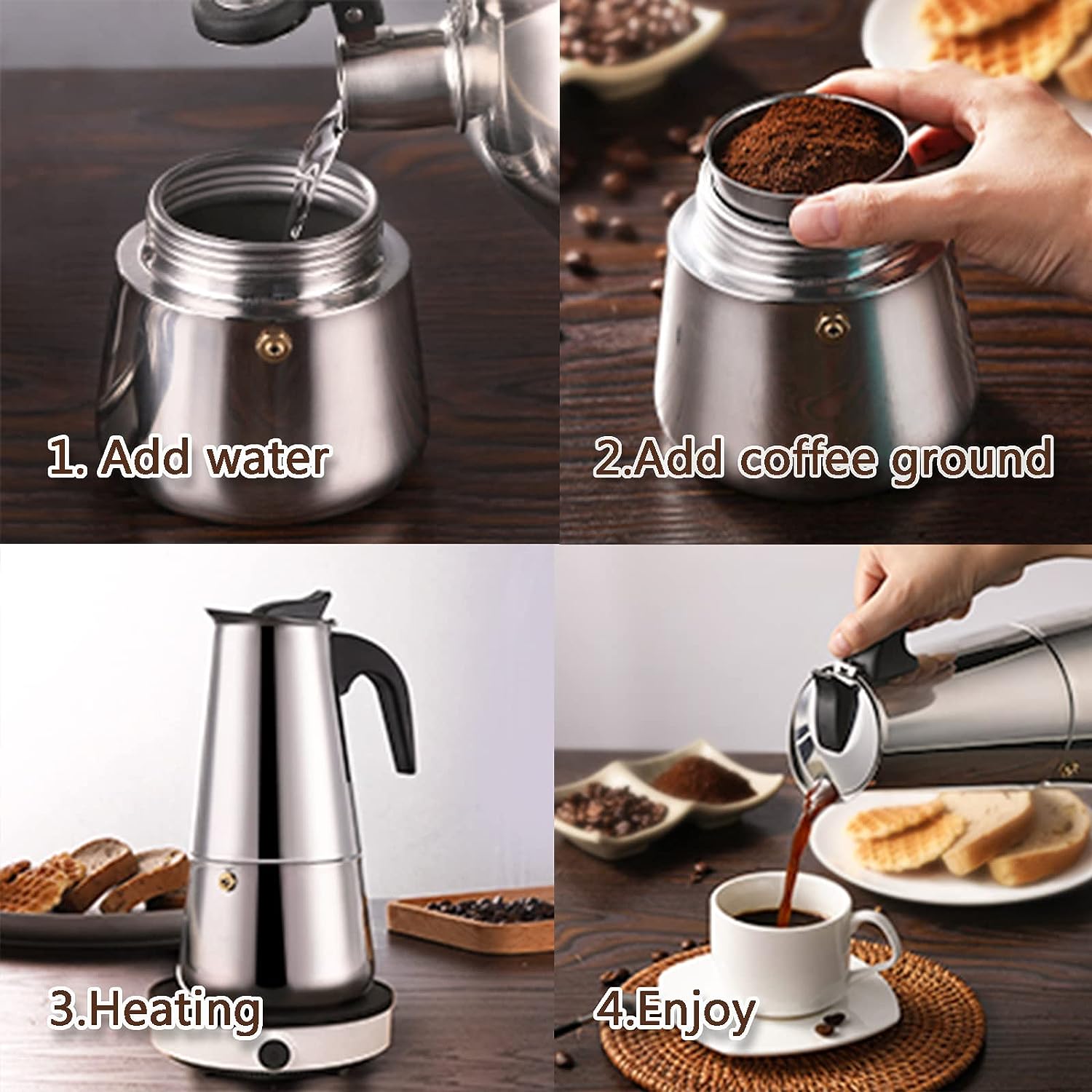 4/6/9 Tasses Moka Pot Caffe Ma - Coffee Equipment Wholesale avis et prix